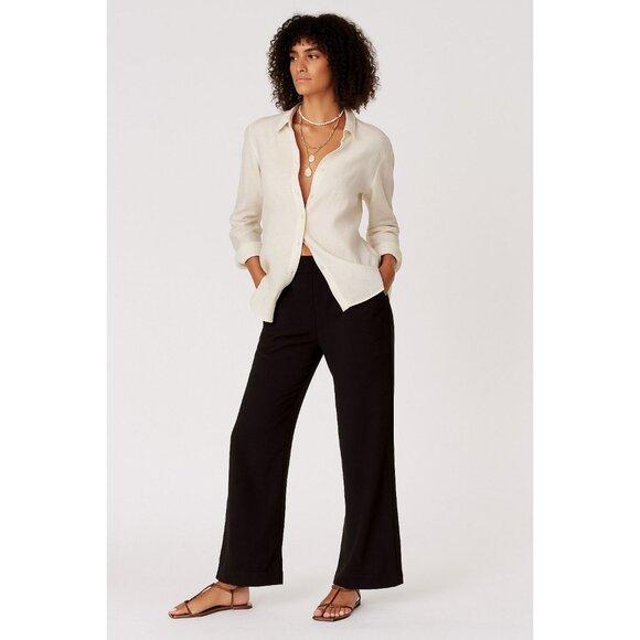 Boston Proper Flared Stretch Pants Size S Black Wide Leg Minimalist Travel - Picture 1 of 9